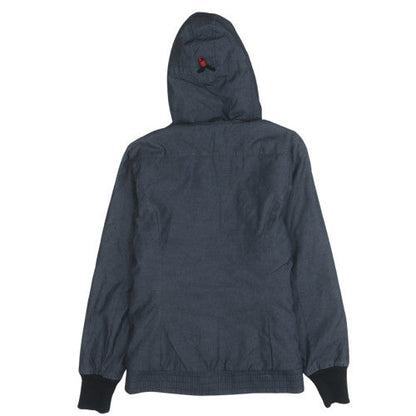 Puma Women's Blue Hooded Fur Trim Short Puffer Jacket Size M