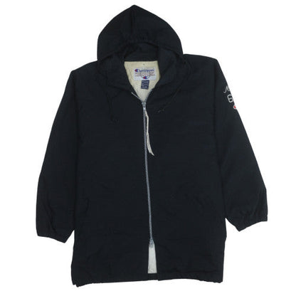 Champion Men's Black Hooded Football Jacket L Insulated Vintage