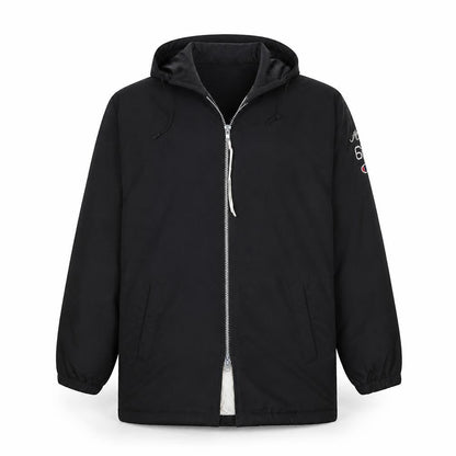 Champion Men's Black Hooded Football Jacket L Insulated Vintage