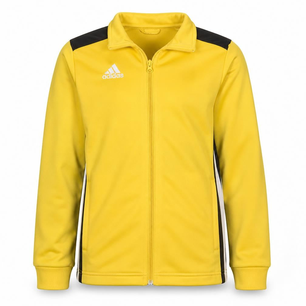 Front view of Adidas boys’ yellow track jacket 13-14 years full zip activewear top