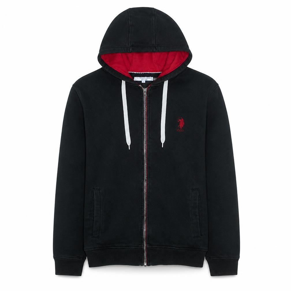Mens UK Size M U.S. Polo Assn. Black Full Zip Hoodie