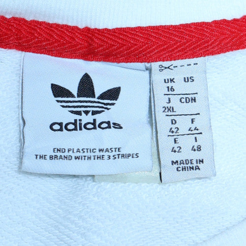 Womens UK Size 16 Adidas White Pullover Sweatshirt