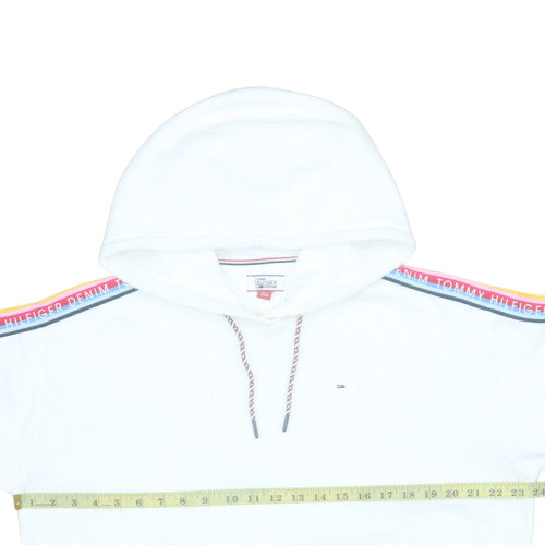Womens UK Size M Tommy Hilfiger Denim White Pullover Hoodie