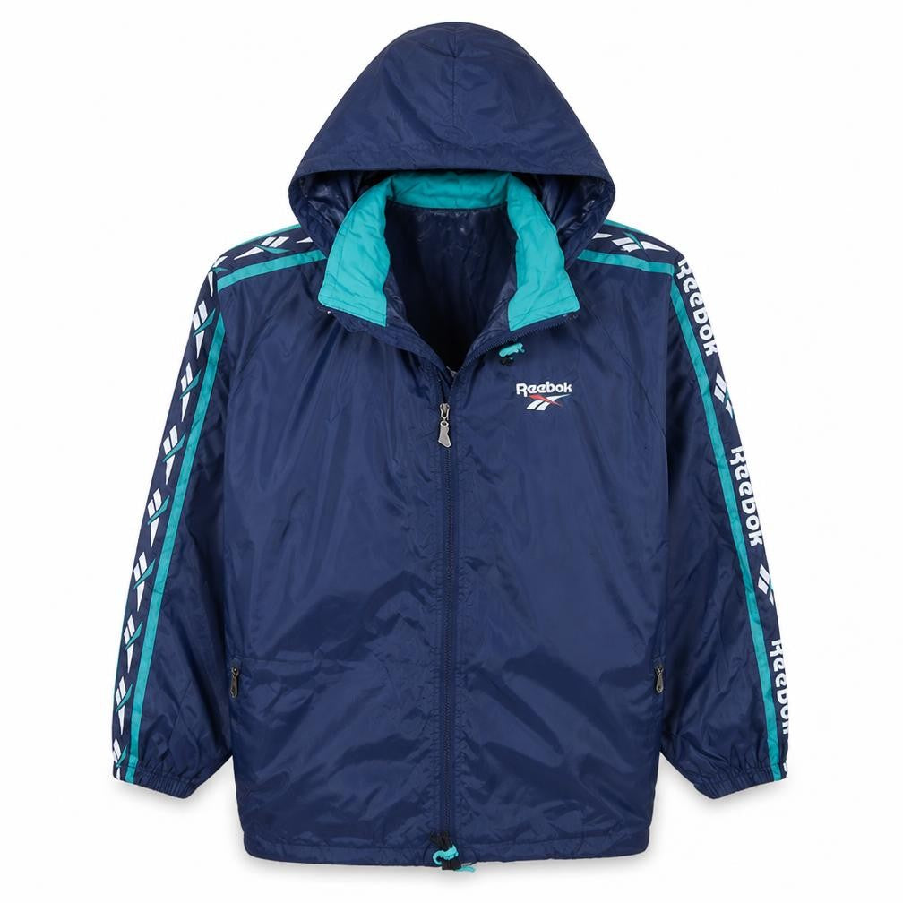 Reebok Men’s Blue Retro Hooded Windbreaker Jacket Size S