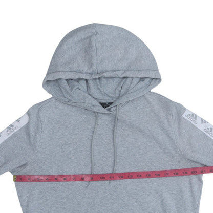 Adidas Boys Grey Pullover Hoodie Size L Fleece Sportswear