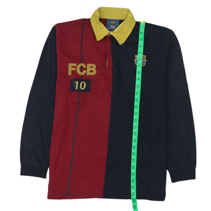 FC Barcelona Mens Red Navy Long Sleeve Polo Shirt XL