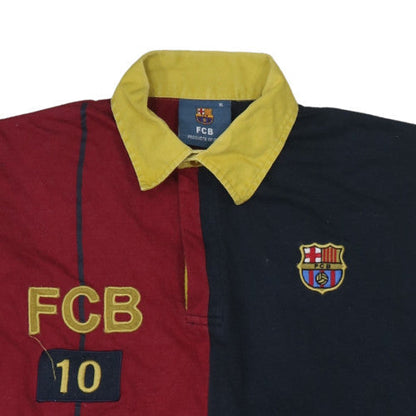 FC Barcelona Mens Red Navy Long Sleeve Polo Shirt XL