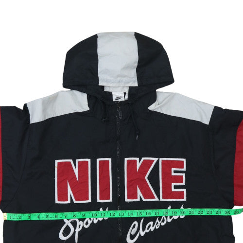 Nike Men's Black Red Windbreaker Retro Hooded Jacket Size M