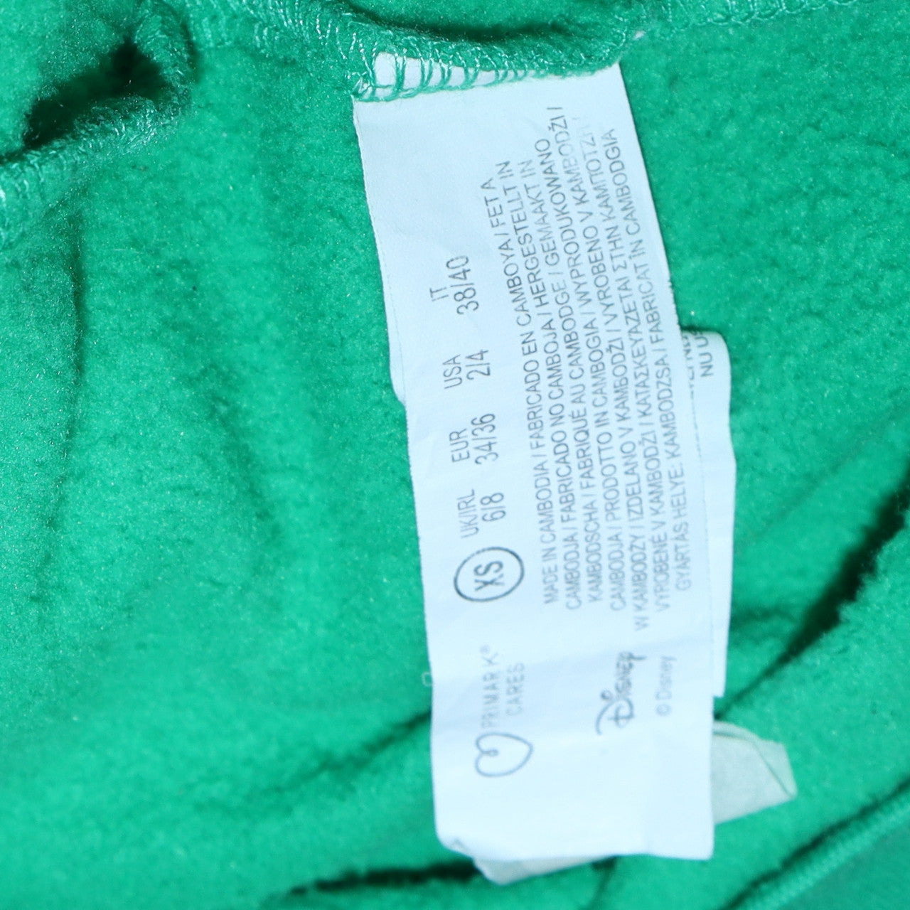 Womens UK Size XS Disney Green Pullover Hoodie