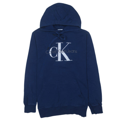 Mens UK Size L Calvin Klein Jeans Blue Pullover Hoodie