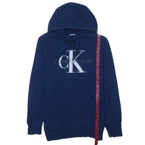 Mens UK Size L Calvin Klein Jeans Blue Pullover Hoodie