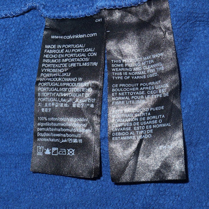 Mens UK Size L Calvin Klein Jeans Blue Pullover Hoodie