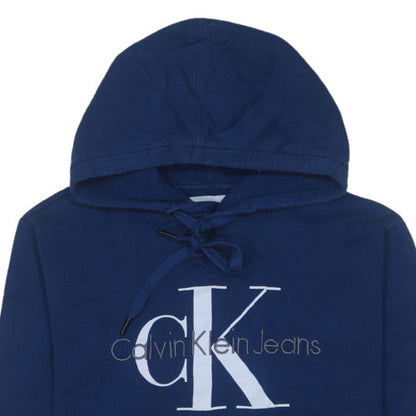 Mens UK Size L Calvin Klein Jeans Blue Pullover Hoodie