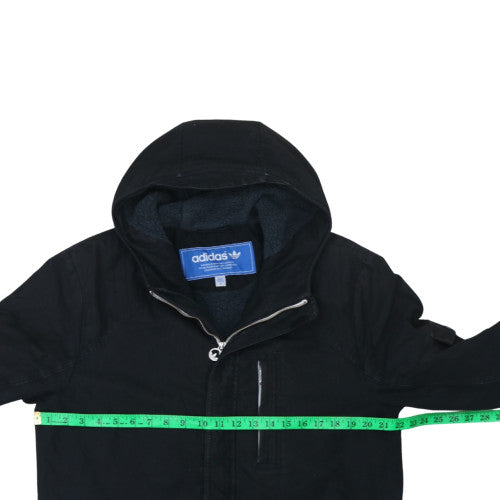 Adidas Men's Black Hooded Parka Coat Size M Cotton Lined Winter