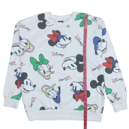 Womens UK Size 12-14 Disney White Pullover Sweatshirt