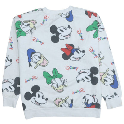 Womens UK Size 12-14 Disney White Pullover Sweatshirt