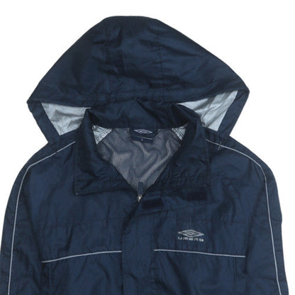 Umbro Men Blue S Windbreaker Hooded Sports Jacket