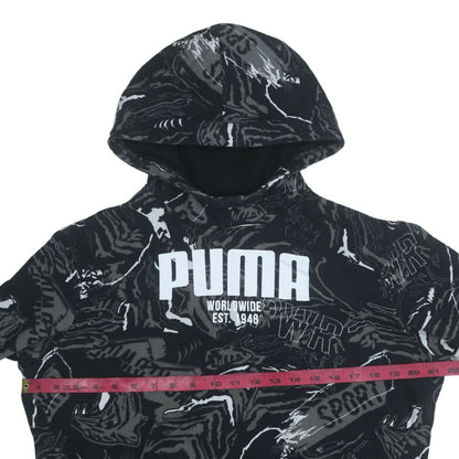 Puma Boys Black Graphic Pullover Hoodie 15-16 Years Sportswear