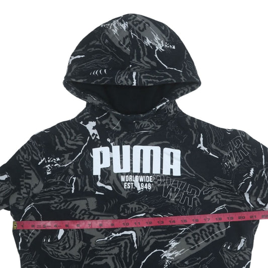 Puma Boys Black Graphic Pullover Hoodie 15-16 Years Sportswear