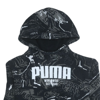 Puma Boys Black Graphic Pullover Hoodie 15-16 Years Sportswear