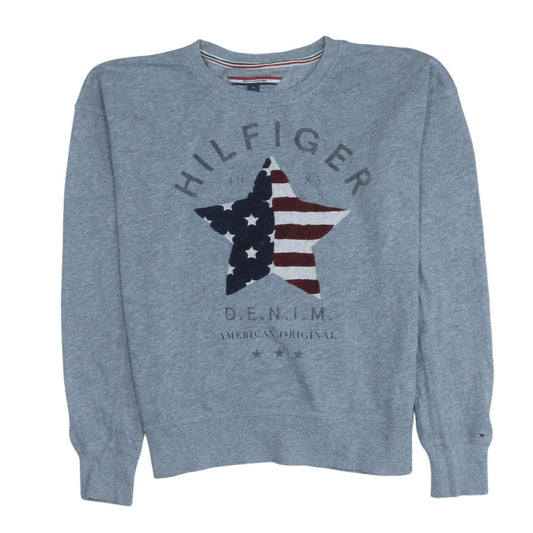 Womens UK Size M Tommy Hilfiger Blue Pullover Sweatshirt