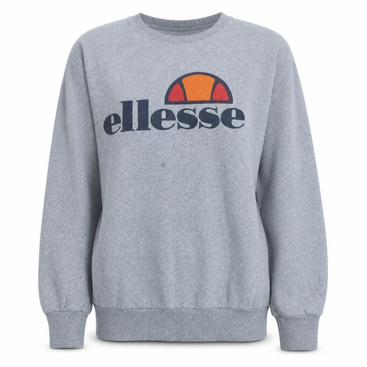 Front view of Ellesse women’s grey logo crew neck pullover sweatshirt uk 12