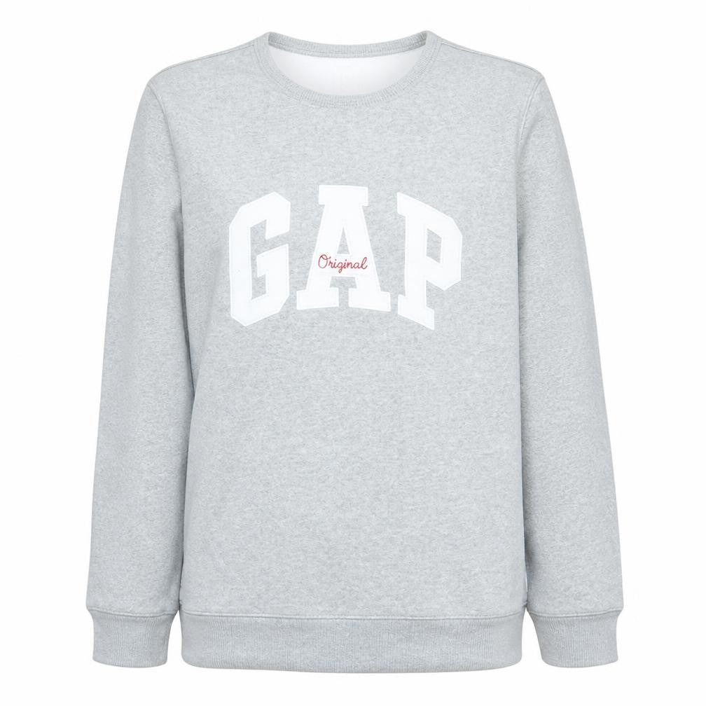 Gap Women Grey Logo Crew Neck Pullover Sweatshirt Size L