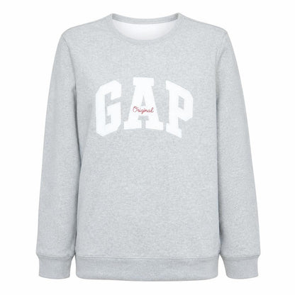 Gap Women Grey Logo Crew Neck Pullover Sweatshirt Size L