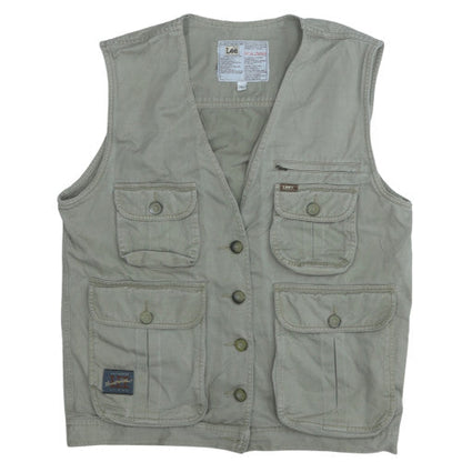 Lee Men's Beige Cotton Utility Waistcoat L Outdoor Workwear