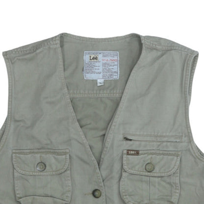 Lee Men's Beige Cotton Utility Waistcoat L Outdoor Workwear