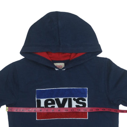 Levi's Boys Navy Pullover Hoodie Size 14 Cotton Blend Logo Sweatshirt