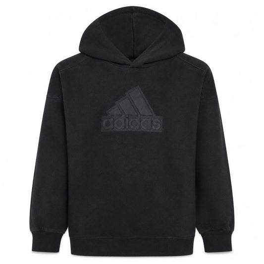 Front view of Adidas girls’ black pullover hoodie 12 years fleece sportswear