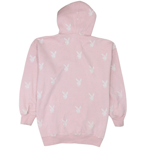 Missguided Women Pink Playboy Pullover Hoodie Size M Fleece Lined
