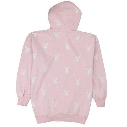 Missguided Women Pink Playboy Pullover Hoodie Size M Fleece Lined