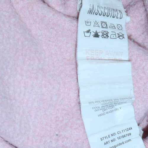 Missguided Women Pink Playboy Pullover Hoodie Size M Fleece Lined