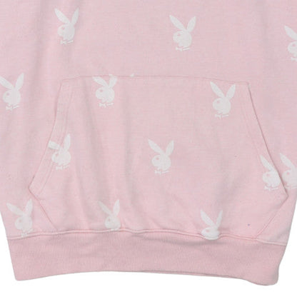 Missguided Women Pink Playboy Pullover Hoodie Size M Fleece Lined