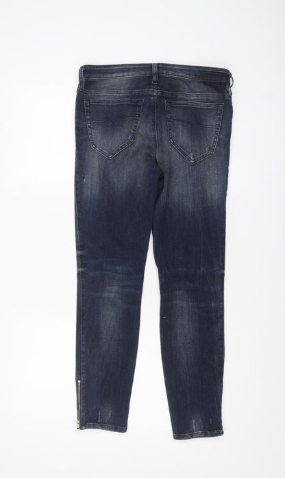 Diesel Women Blue Skinny Distressed Zip Jeans Size 10