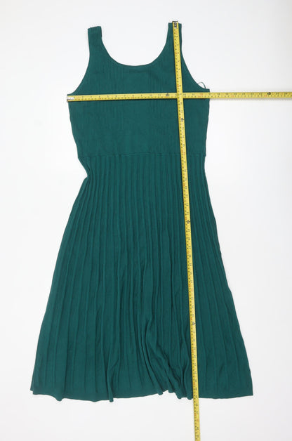 Seasalt Cornwall Green Fit & Flare Sleeveless Knit Dress UK 14