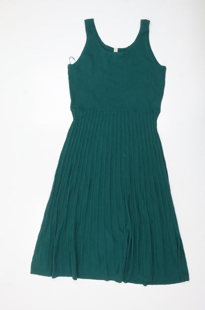 Seasalt Cornwall Green Fit & Flare Sleeveless Knit Dress UK 14