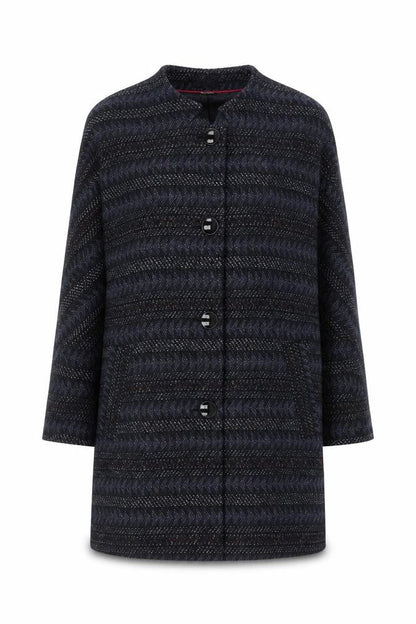 La Redoute Women’s Blue Herringbone Long Overcoat Size 10