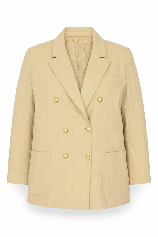 Marks and Spencer St Michael Beige Wool Double-Breasted Women's Blazer UK 18