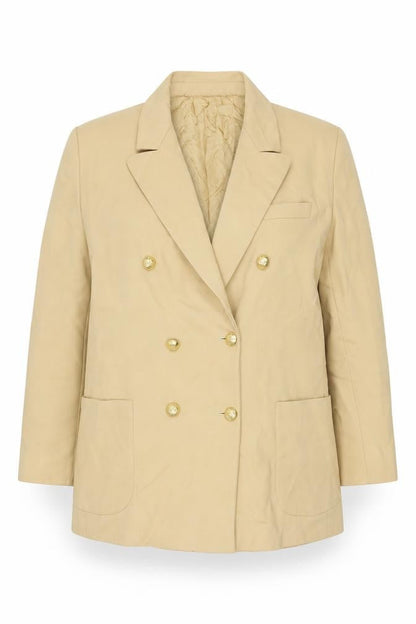 Marks and Spencer St Michael Beige Wool Double-Breasted Women's Blazer UK 18
