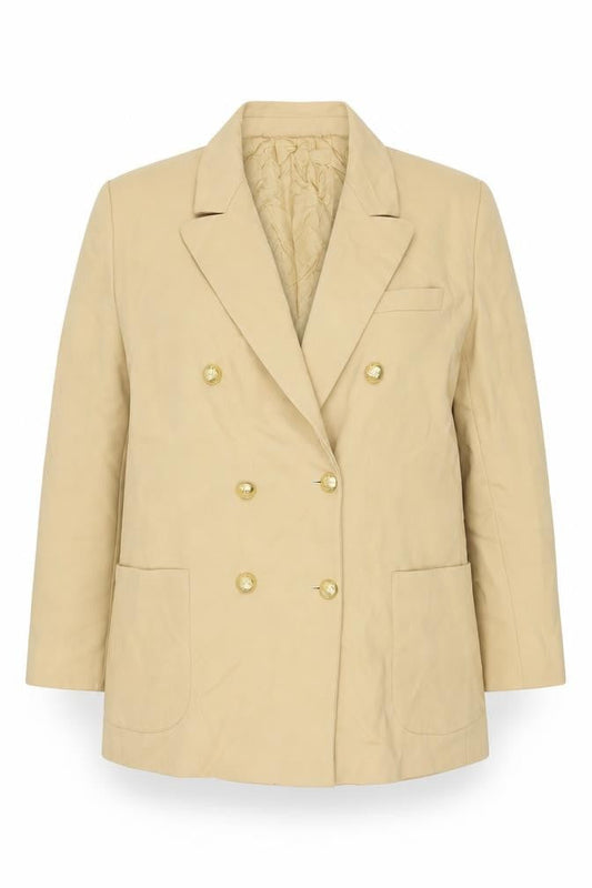 Marks and Spencer St Michael Beige Wool Double-Breasted Women's Blazer UK 18