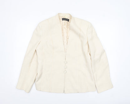 Jacques Vert Women Ivory Blazer UK 12 Single-Breasted Jacket