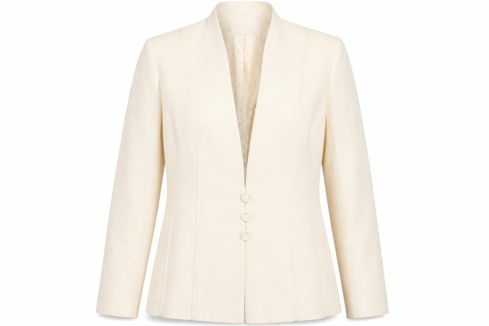 Jacques Vert Women Ivory Blazer UK 12 Single-Breasted Jacket