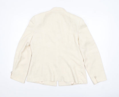 Jacques Vert Women Ivory Blazer UK 12 Single-Breasted Jacket