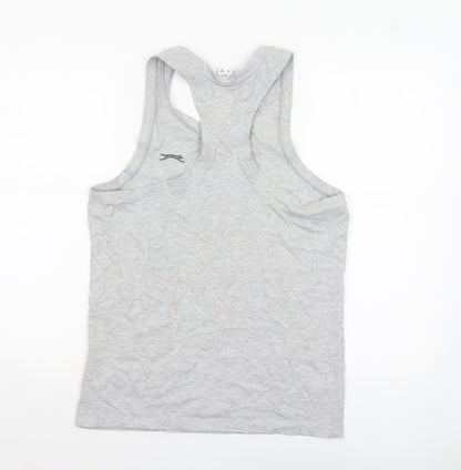 Slazenger Men Grey Sleeveless Regular Fit Cotton Sports Top S