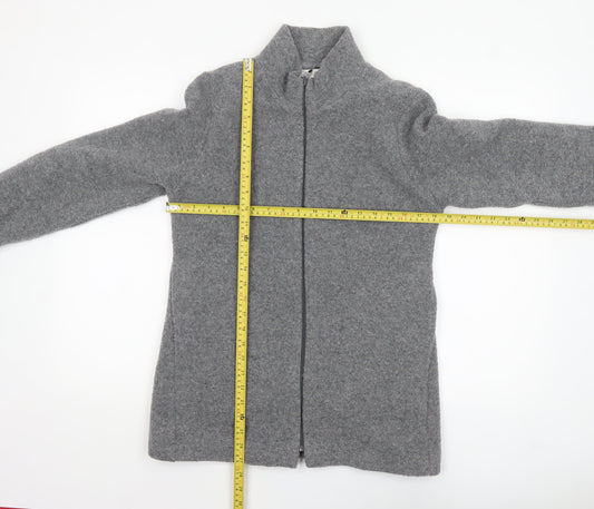 David Nieper Women's Grey Wool Blend Mid-Length Zip Coat Size 10