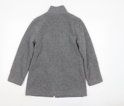 David Nieper Women's Grey Wool Blend Mid-Length Zip Coat Size 10
