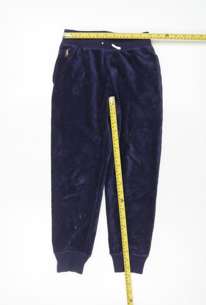 Ralph Lauren Boys Blue Velour Jogger Trousers 7 Years